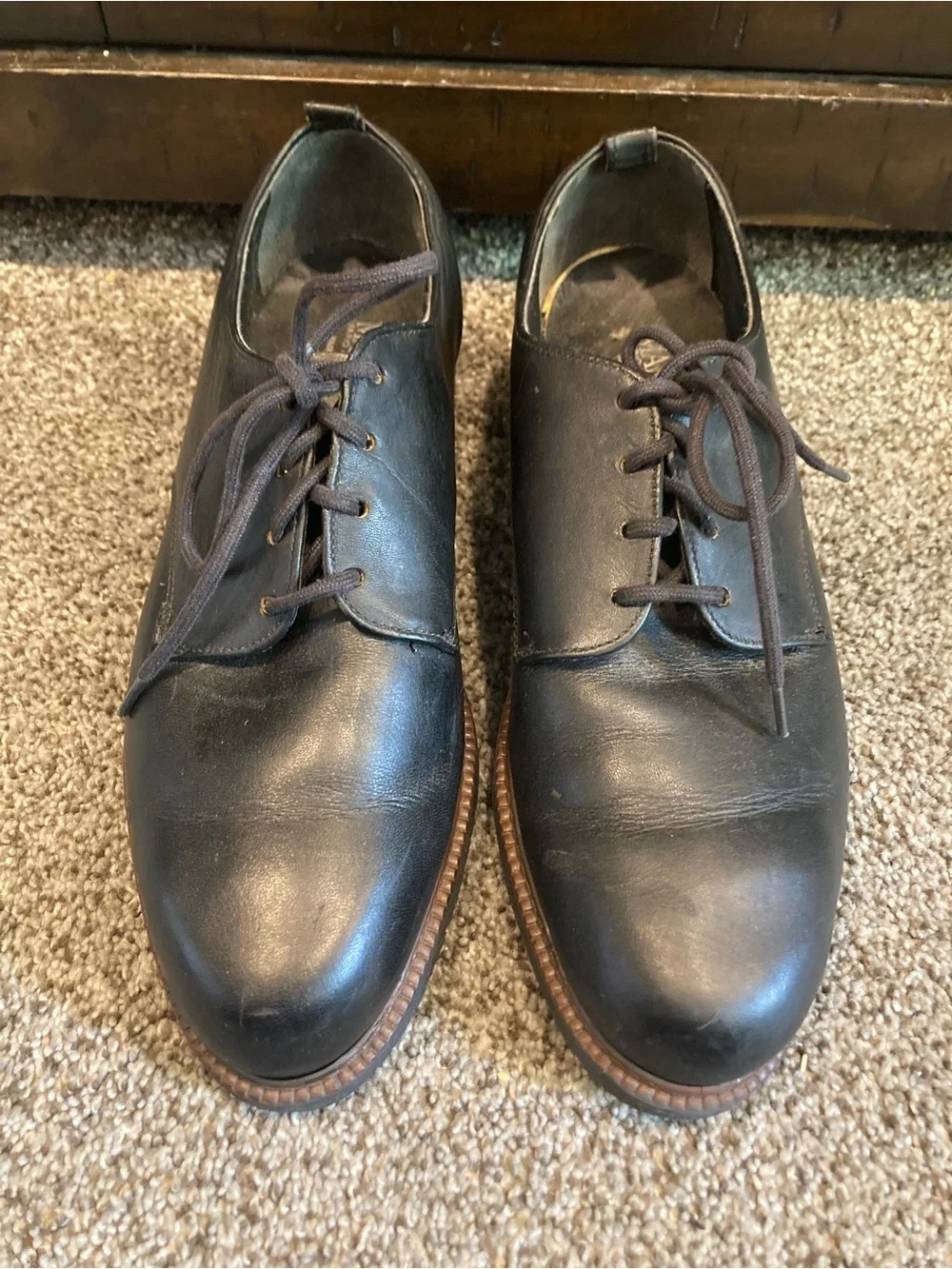 Vintage Mario DeGerard Black Leather Derby Shoes Made in USA Men’s 8.5